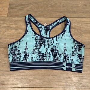 UNDER ARMOUR Blue Light Blue Tie Dye Pullover Racerback Active Sports Bra Size M